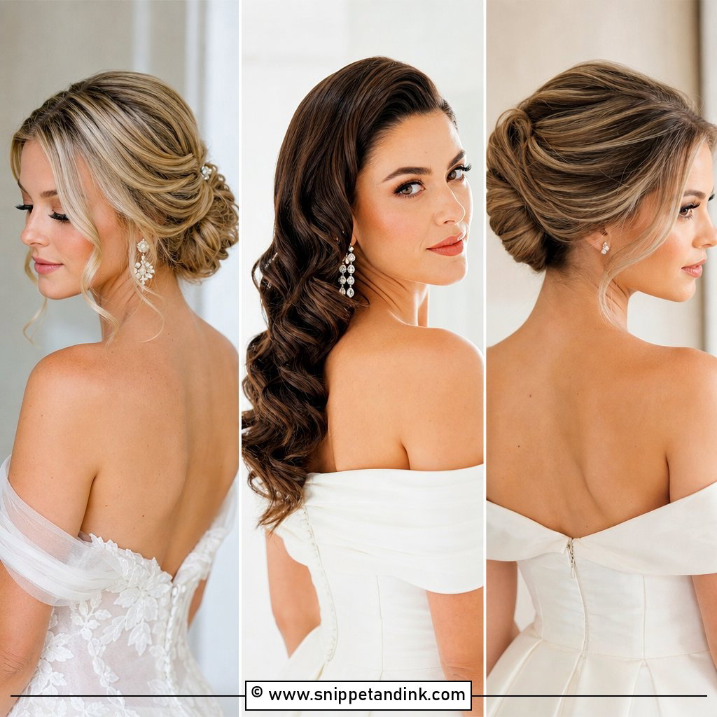 20 Off the Shoulder Wedding Hairstyles for Romantic Brides