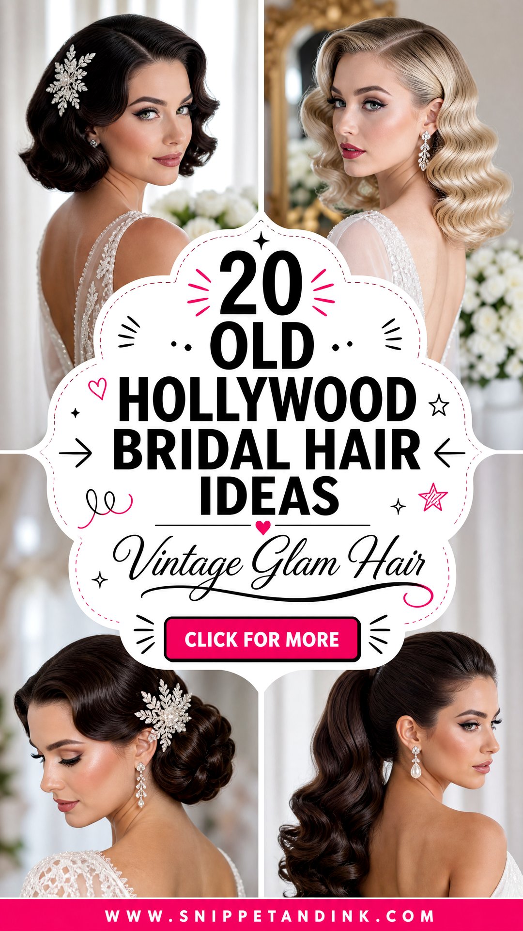 20 Old Hollywood Bridal Hair Ideas for Vintage Glam - 20 Old Hollywood Bridal Hair Ideas for Vintage Glam