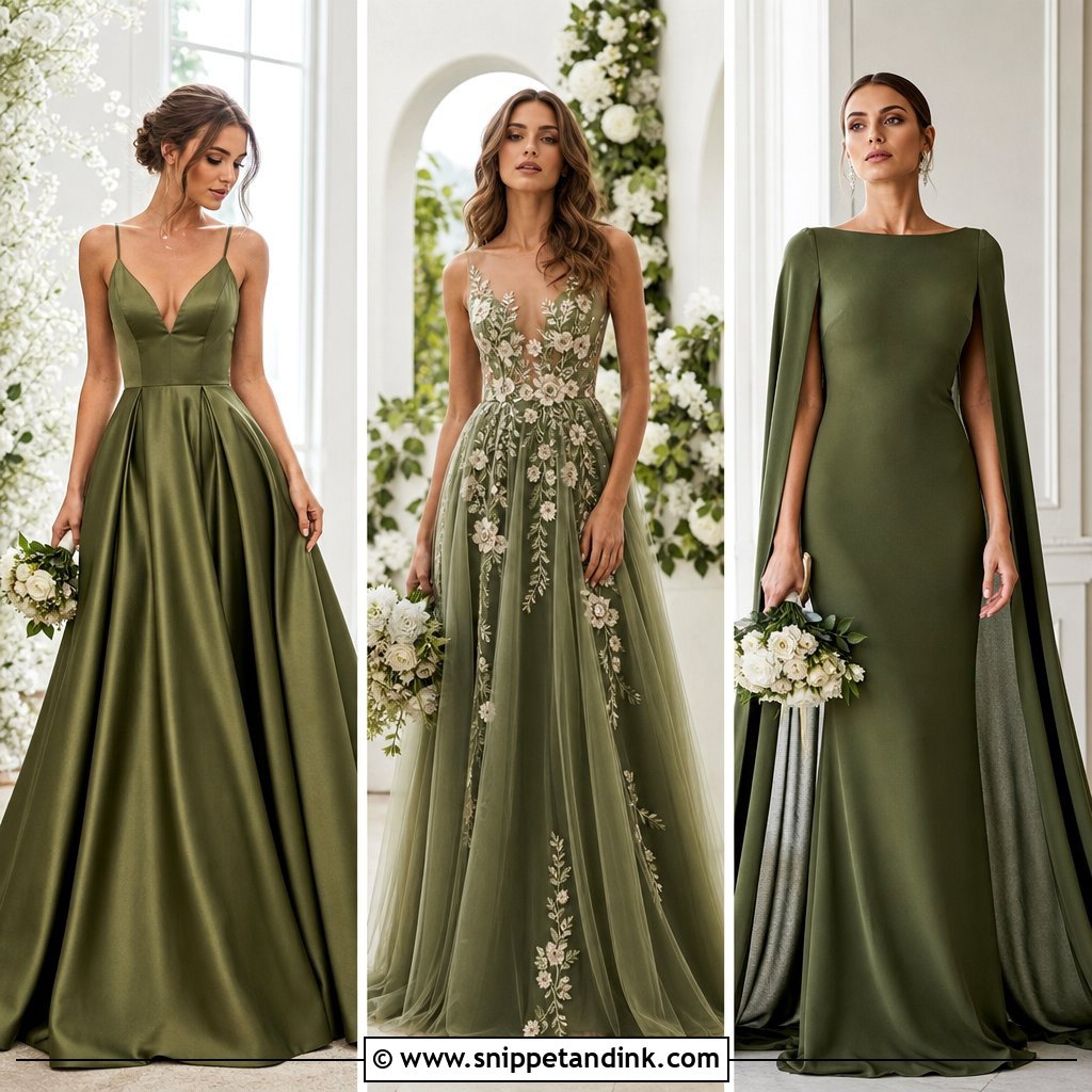 20 Olive Green Wedding Dress Ideas for Stylish Modern Brides