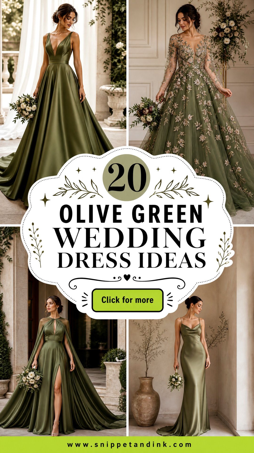 20 Olive Green Wedding Dress Ideas for Stylish Modern Brides - 20 Olive Green Wedding Dress Ideas for Stylish Modern Brides