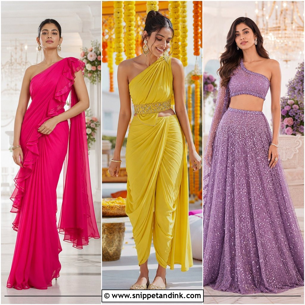 20 One Shoulder Indian Wedding Dress Ideas: Elegant Bridal Looks