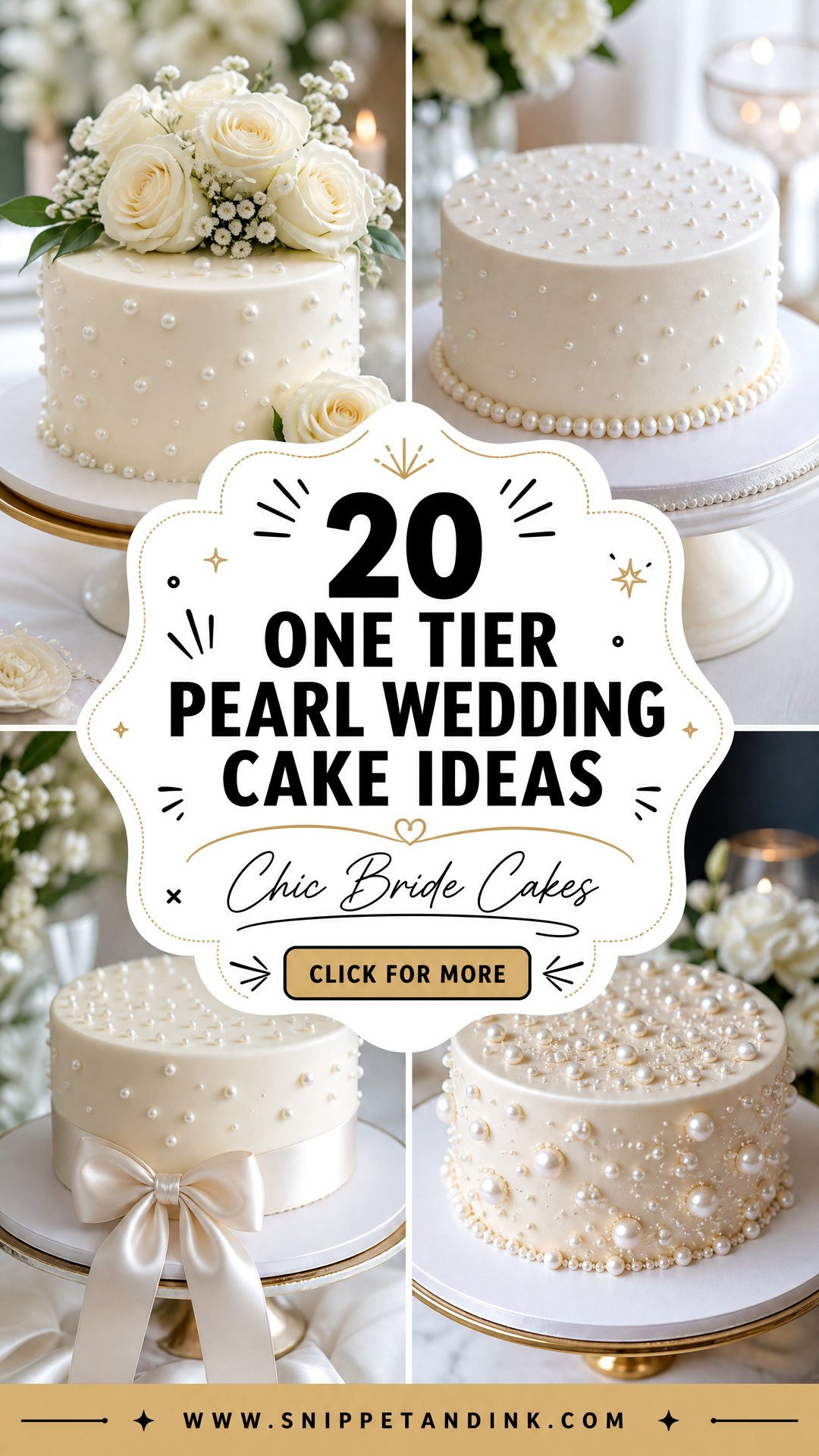 20 One Tier Pearl Wedding Cake Ideas for Chic Brides - 20 One Tier Pearl Wedding Cake Ideas for Chic Brides