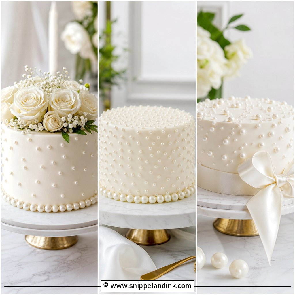 20 One Tier Pearl Wedding Cake Ideas for Chic Brides