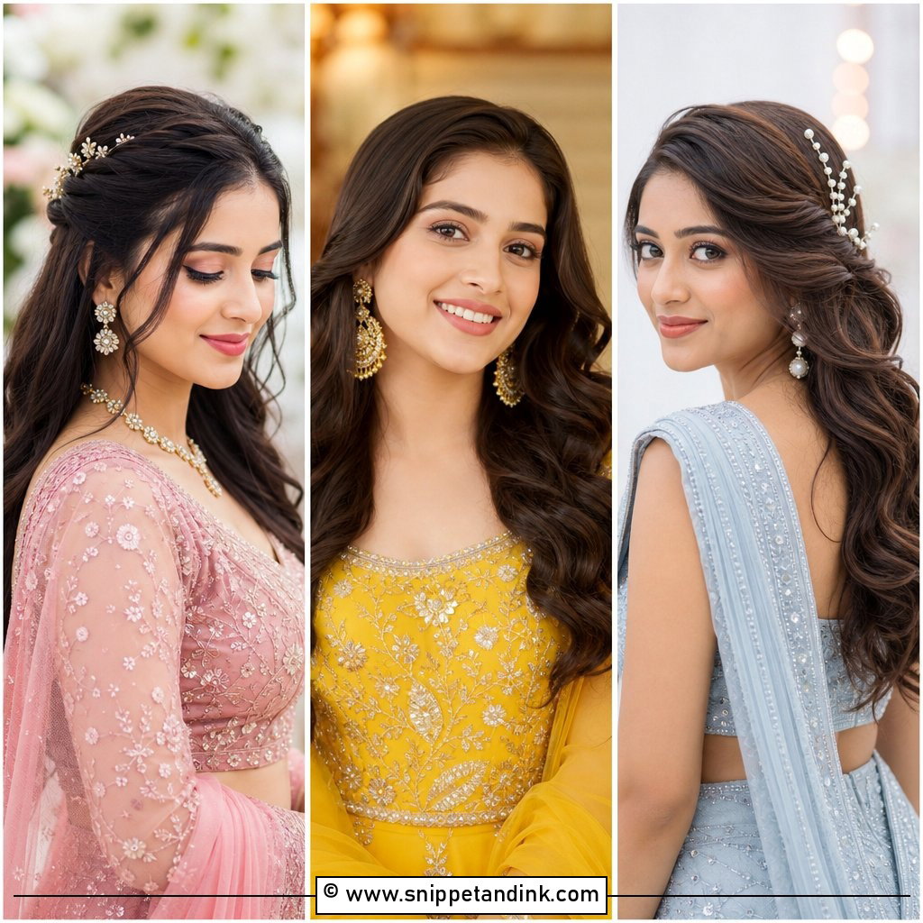 20 Open Hairstyles for Indian Engagement Glam Looks