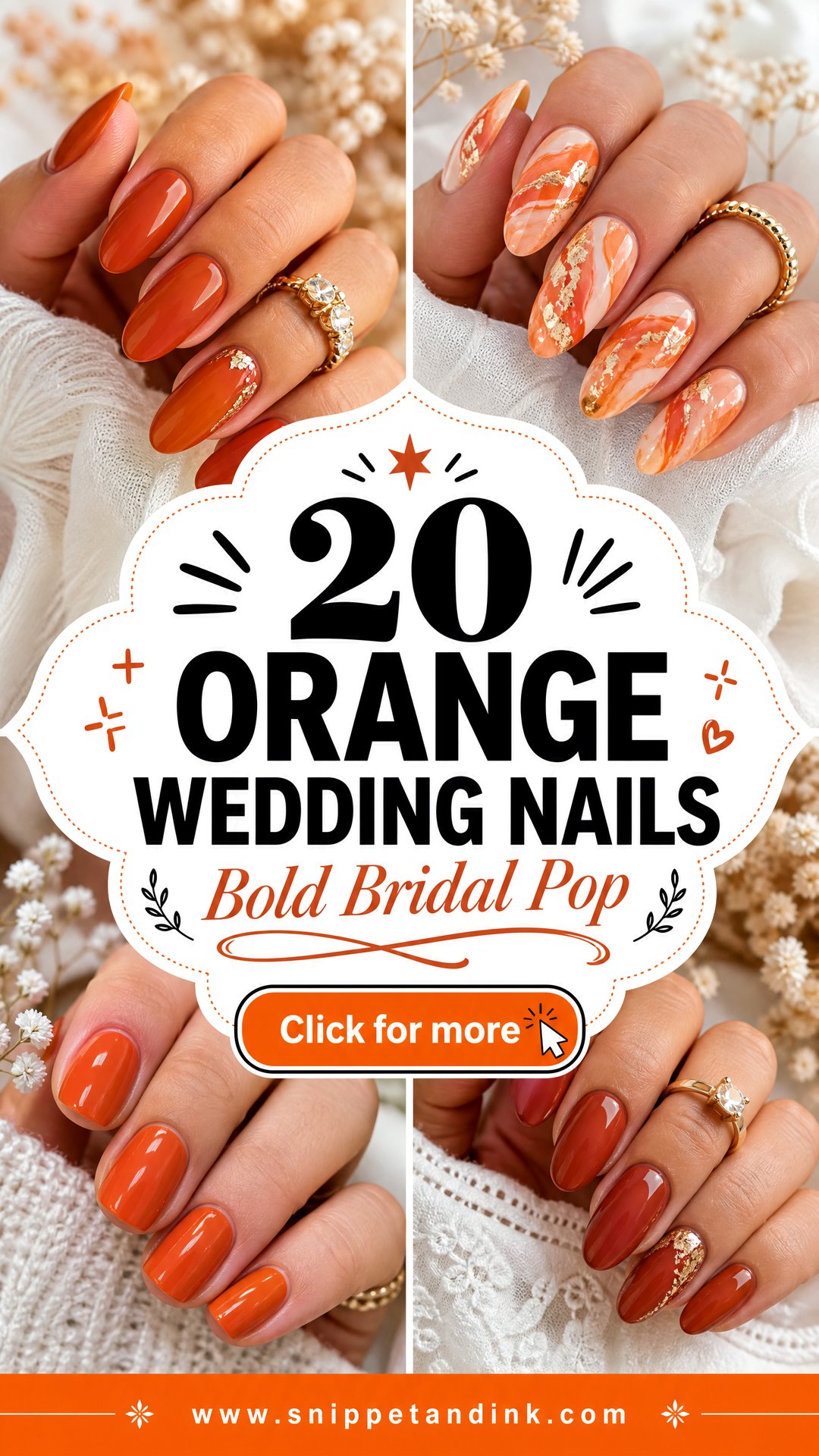 20 Orange Wedding Nails for a Bold Bridal Pop This Season - 20 Orange Wedding Nails for a Bold Bridal Pop This Season