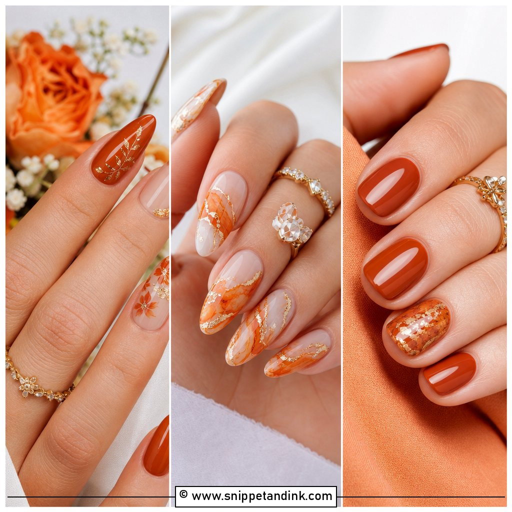 20 Orange Wedding Nails for a Bold Bridal Pop This Season