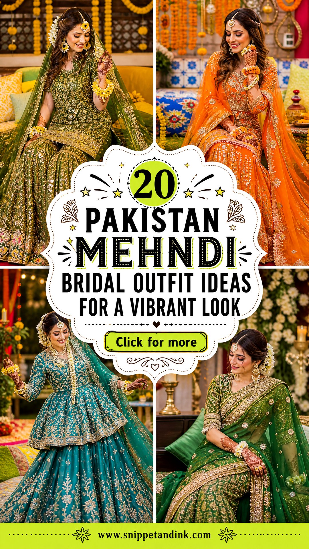20 Pakistan Mehndi Bridal Outfit Ideas for a Vibrant Look - 20 Pakistan Mehndi Bridal Outfit Ideas for a Vibrant Look