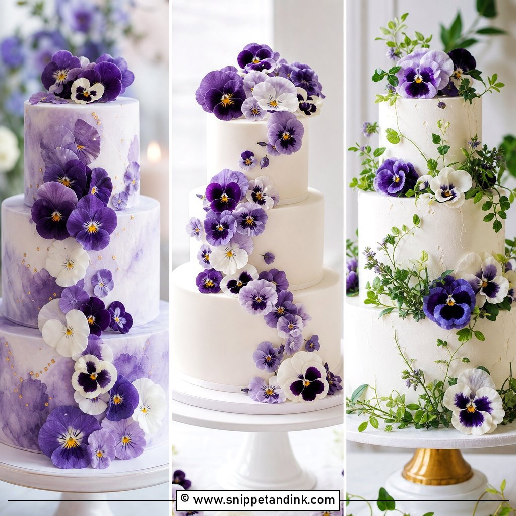 20 Pansy Wedding Cake Ideas for a Colorful Garden Romance