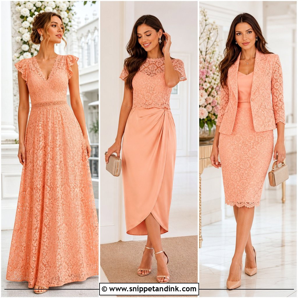 20 Peach Lace Styles for Wedding Guests Who Love Elegance