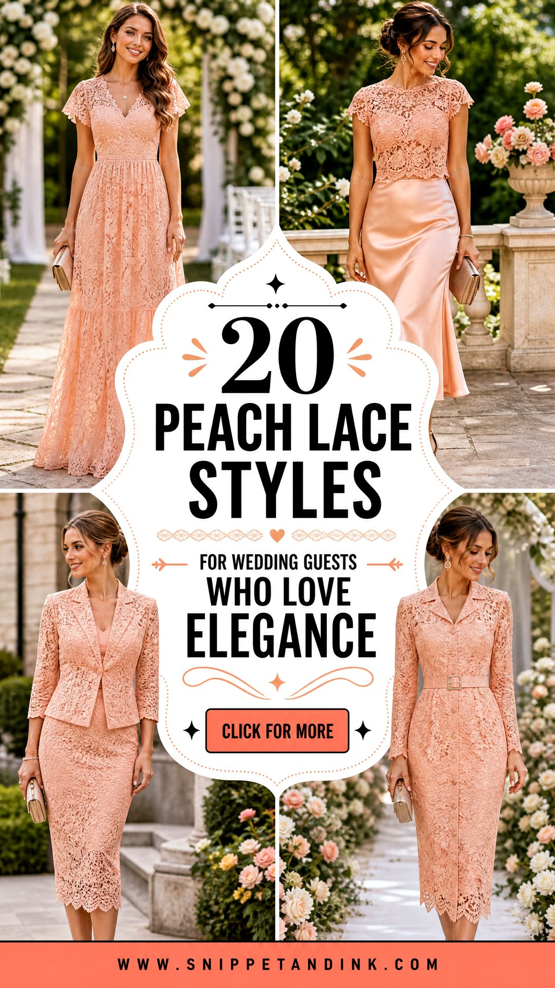 20 Peach Lace Styles for Wedding Guests Who Love Elegance - 20 Peach Lace Styles for Wedding Guests Who Love Elegance