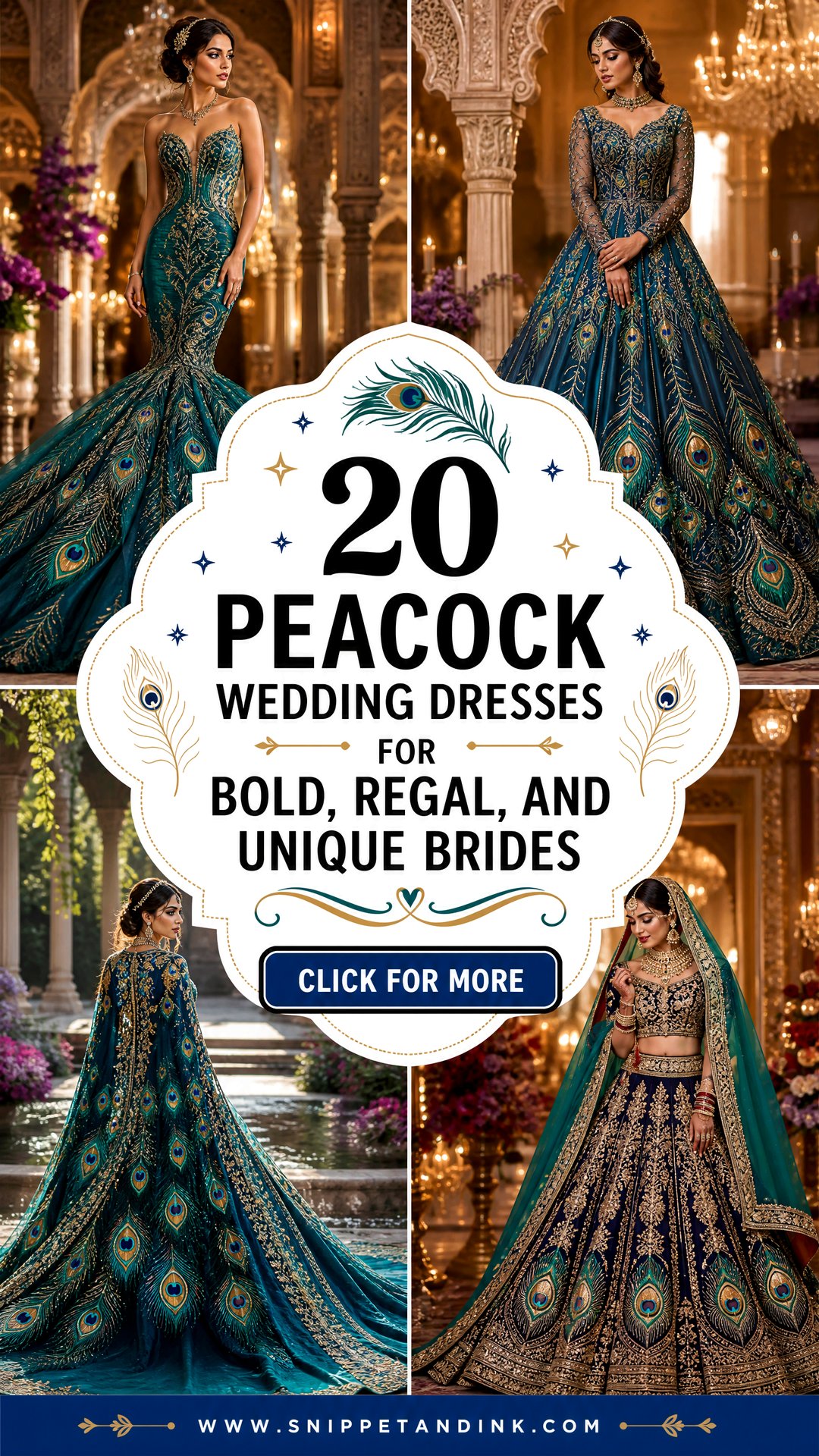 20 Peacock Wedding Dresses for Bold Regal and Unique Brides - 20 Peacock Wedding Dresses for Bold, Regal, and Unique Brides