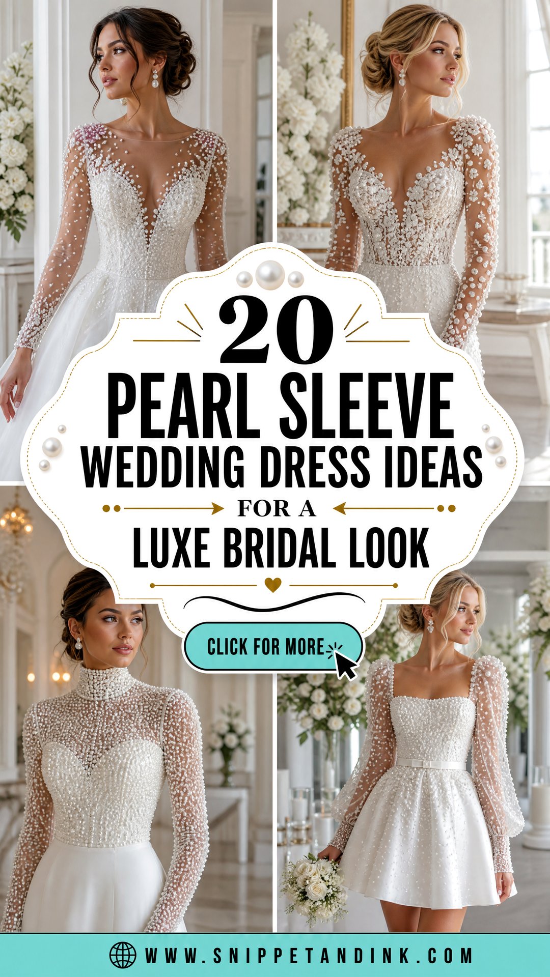 20 Pearl Sleeve Wedding Dress Ideas for a Luxe Bridal Look - 20 Pearl Sleeve Wedding Dress Ideas for a Luxe Bridal Look