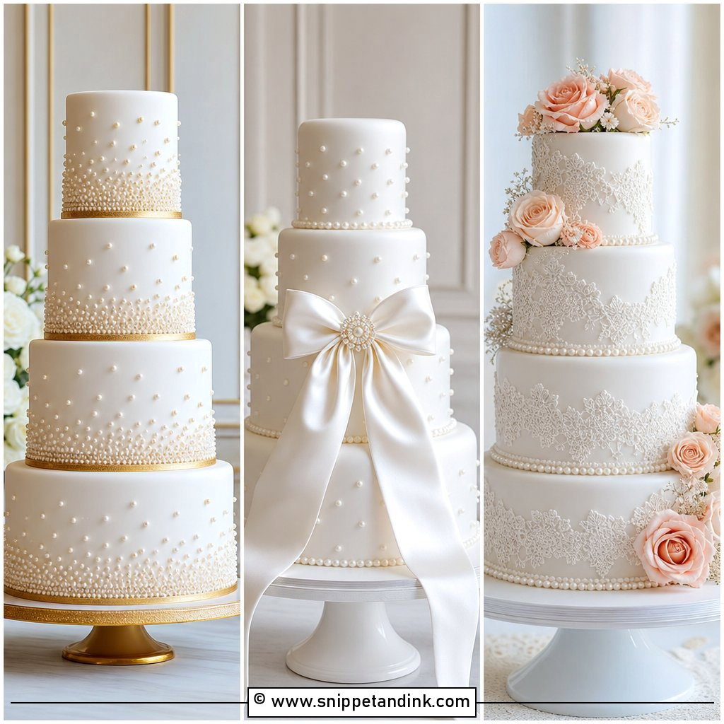 20 Pearl Wedding Cake Ideas for Elegant Coastal Charm