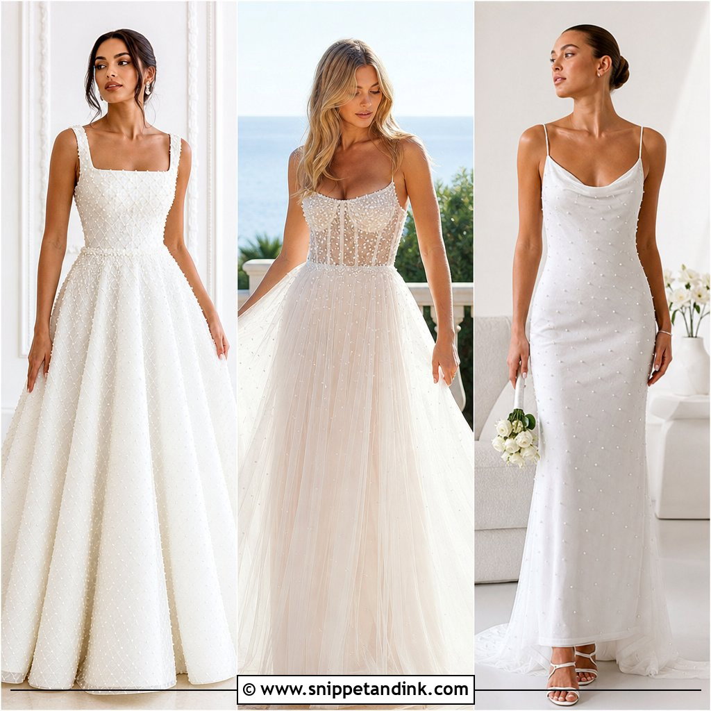 20 Pearl Wedding Dresses for a Timeless, Luxe Bridal Look