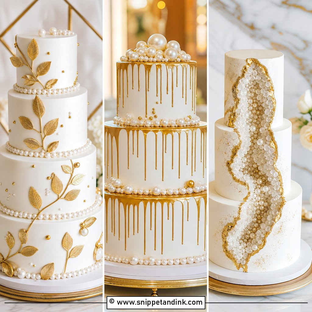 20 Pearl and Gold Wedding Cake Ideas for Luxe Receptions