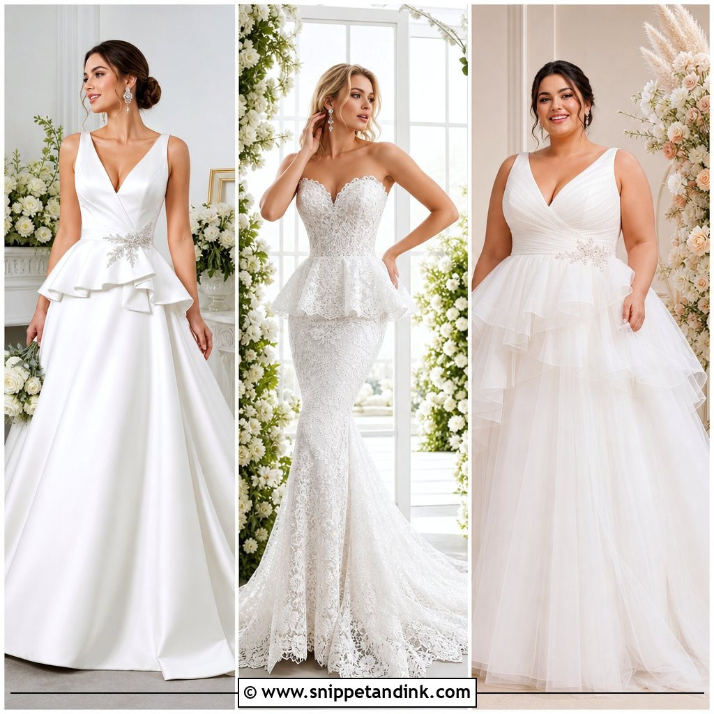 20 Peplum Wedding Dress Ideas for a Flattering Bridal Look