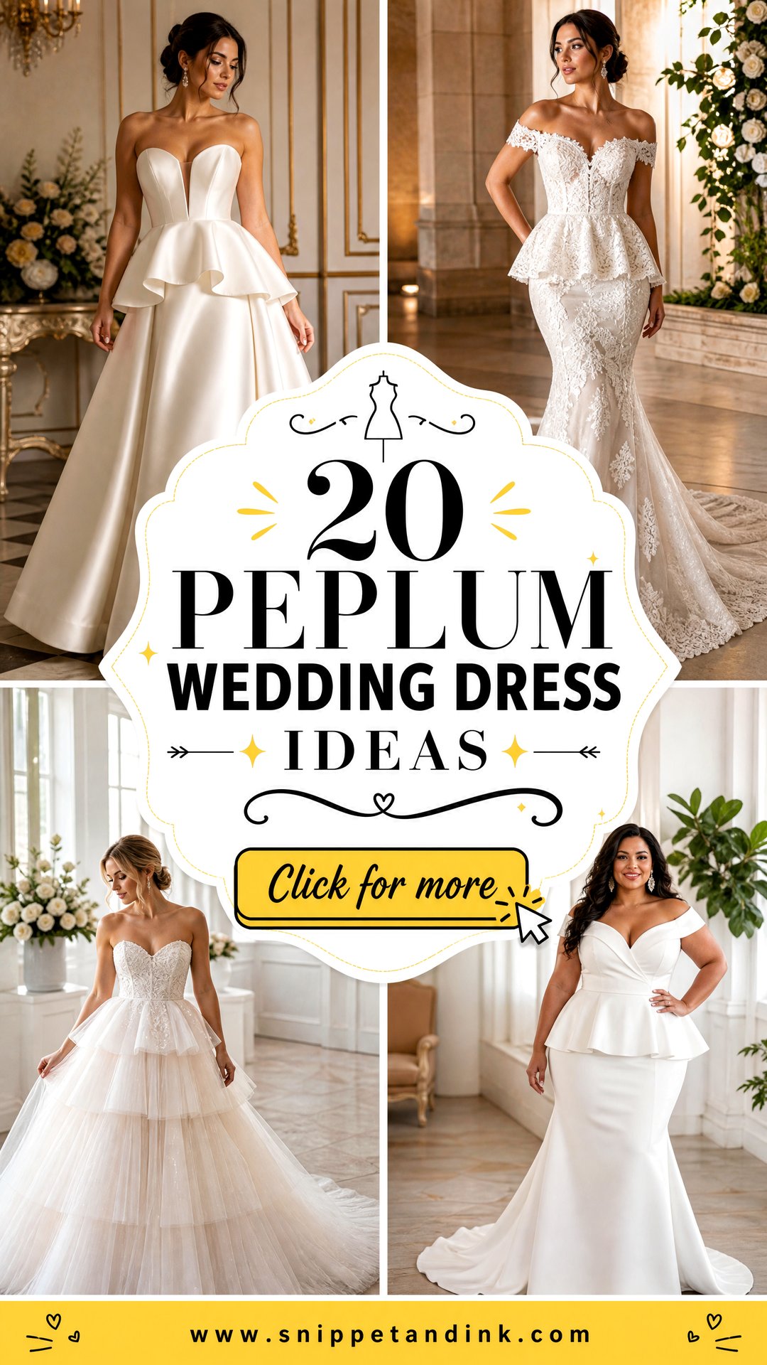 20 Peplum Wedding Dress Ideas for a Flattering Bridal Look - 20 Peplum Wedding Dress Ideas for a Flattering Bridal Look