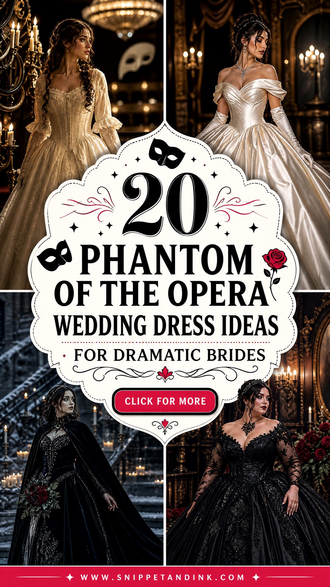 20 Phantom of the Opera Wedding Dress Ideas for Dramatic Brides - 20 Phantom of the Opera Wedding Dress Ideas for Dramatic Brides
