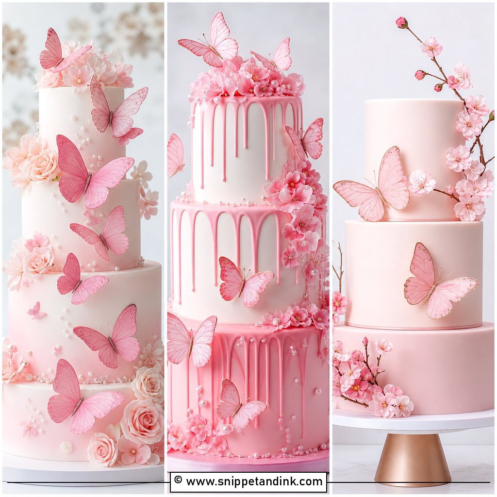 20 Pink Cake Ideas with Butterflies for Wedding Dreamy Inspo