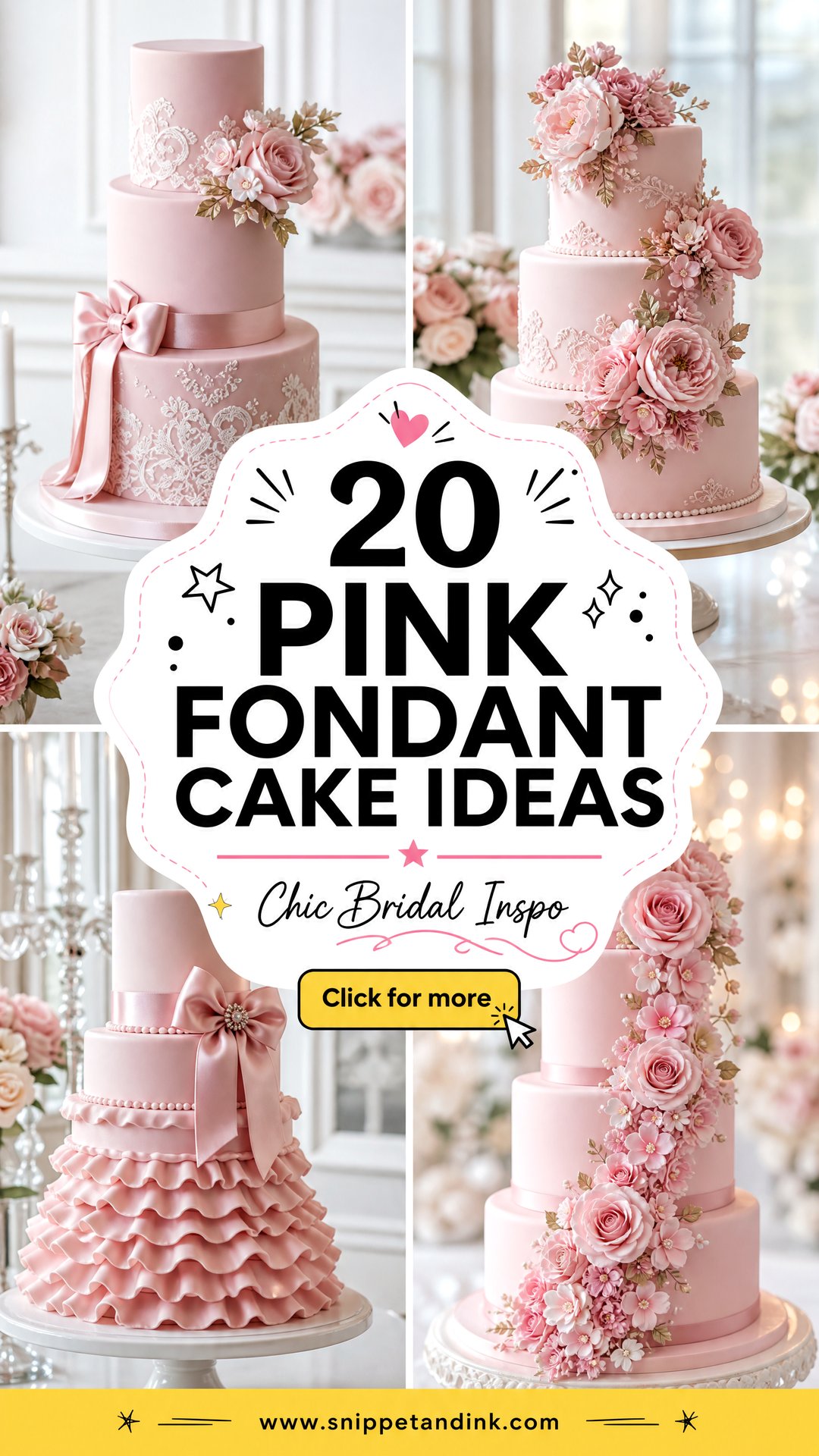 20 Pink Fondant Cake Ideas for Wedding Chic Bridal Inspo - 20 Pink Fondant Cake Ideas for Wedding: Chic Bridal Inspo