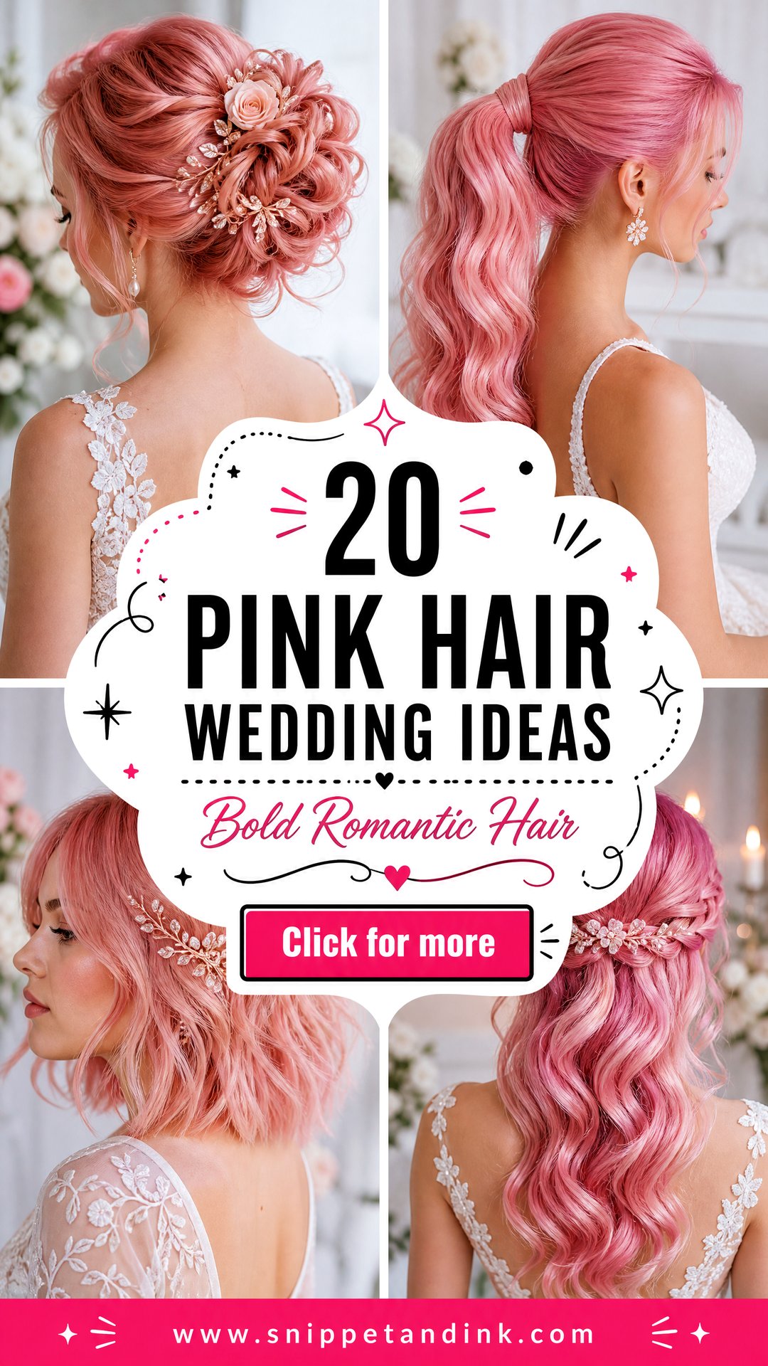 20 Pink Hair Wedding Ideas for Bold Romantic Brides - 20 Pink Hair Wedding Ideas for Bold Romantic Brides