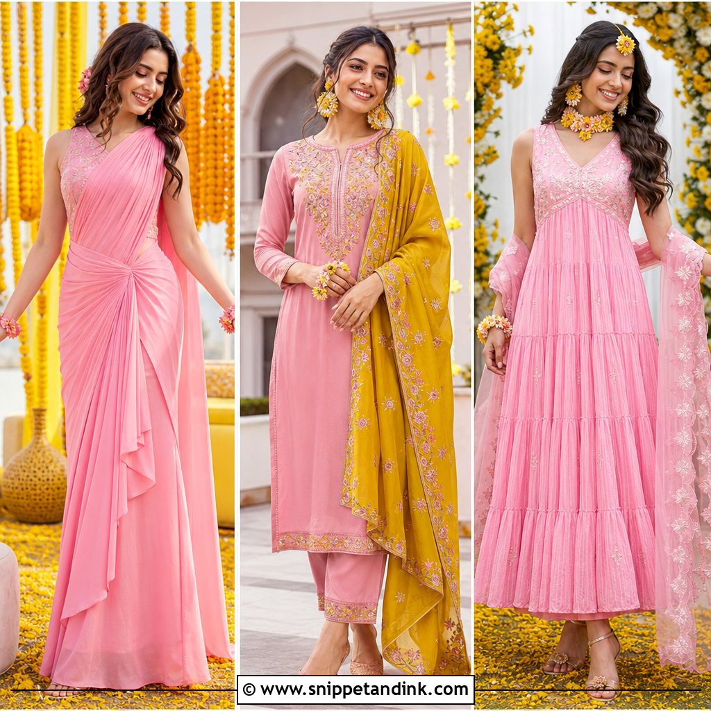 20 Pink Haldi Outfit Ideas for a Vibrant, Joyful Celebration