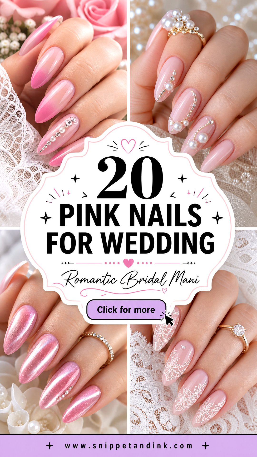 20 Pink Nails for Wedding Romantic Bridal Manicures - 20 Pink Nails for Wedding: Romantic Bridal Manicures