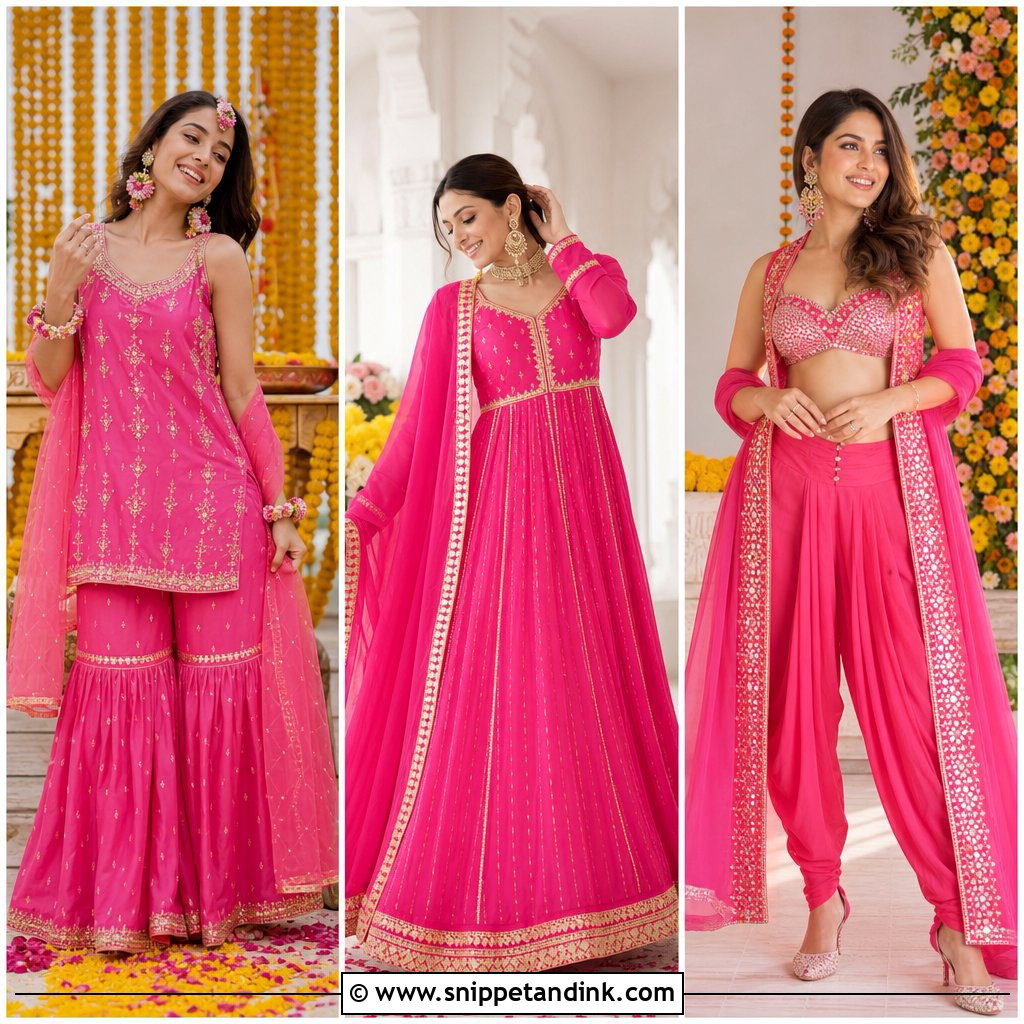 20 Pink Outfit for Haldi Ideas for a Bright, Festive Look