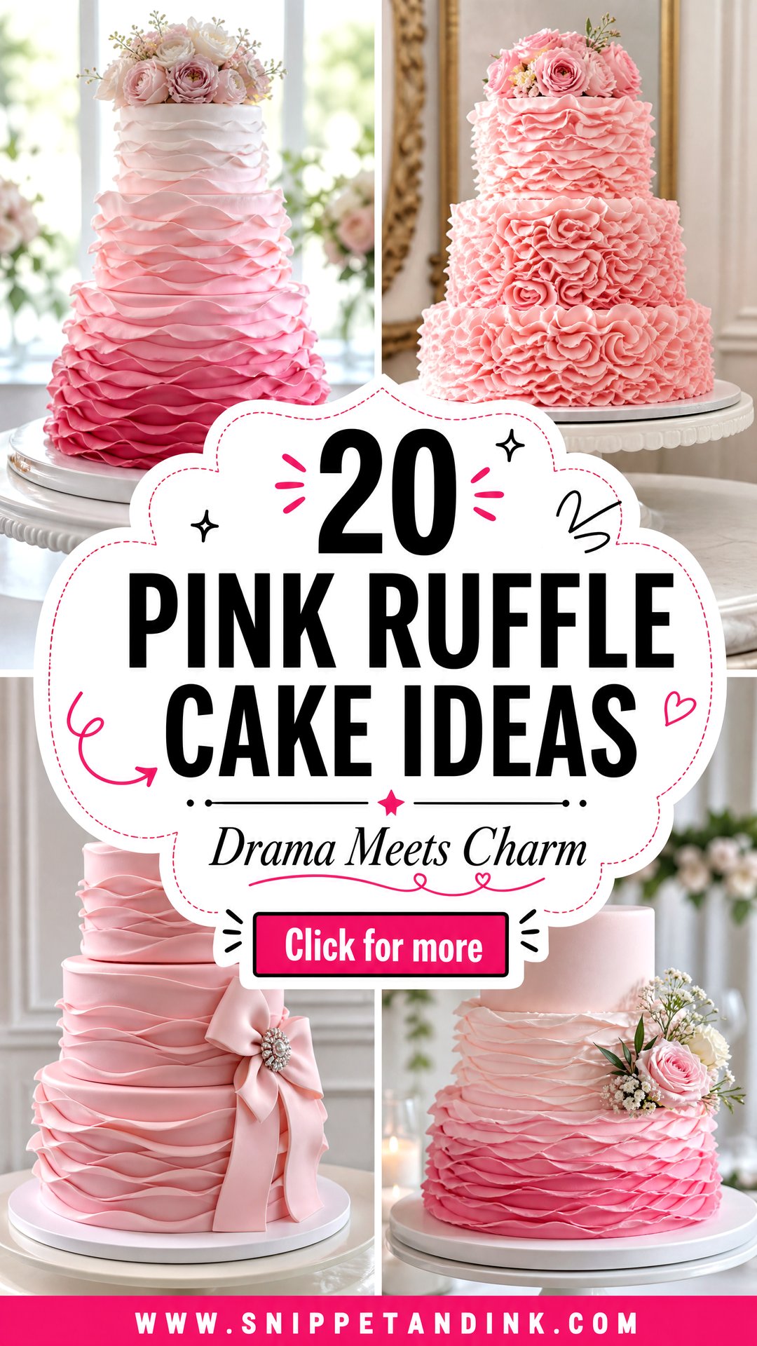 20 Pink Ruffle Cake Ideas for Wedding Drama and Charm - 20 Pink Ruffle Cake Ideas for Wedding Drama and Charm