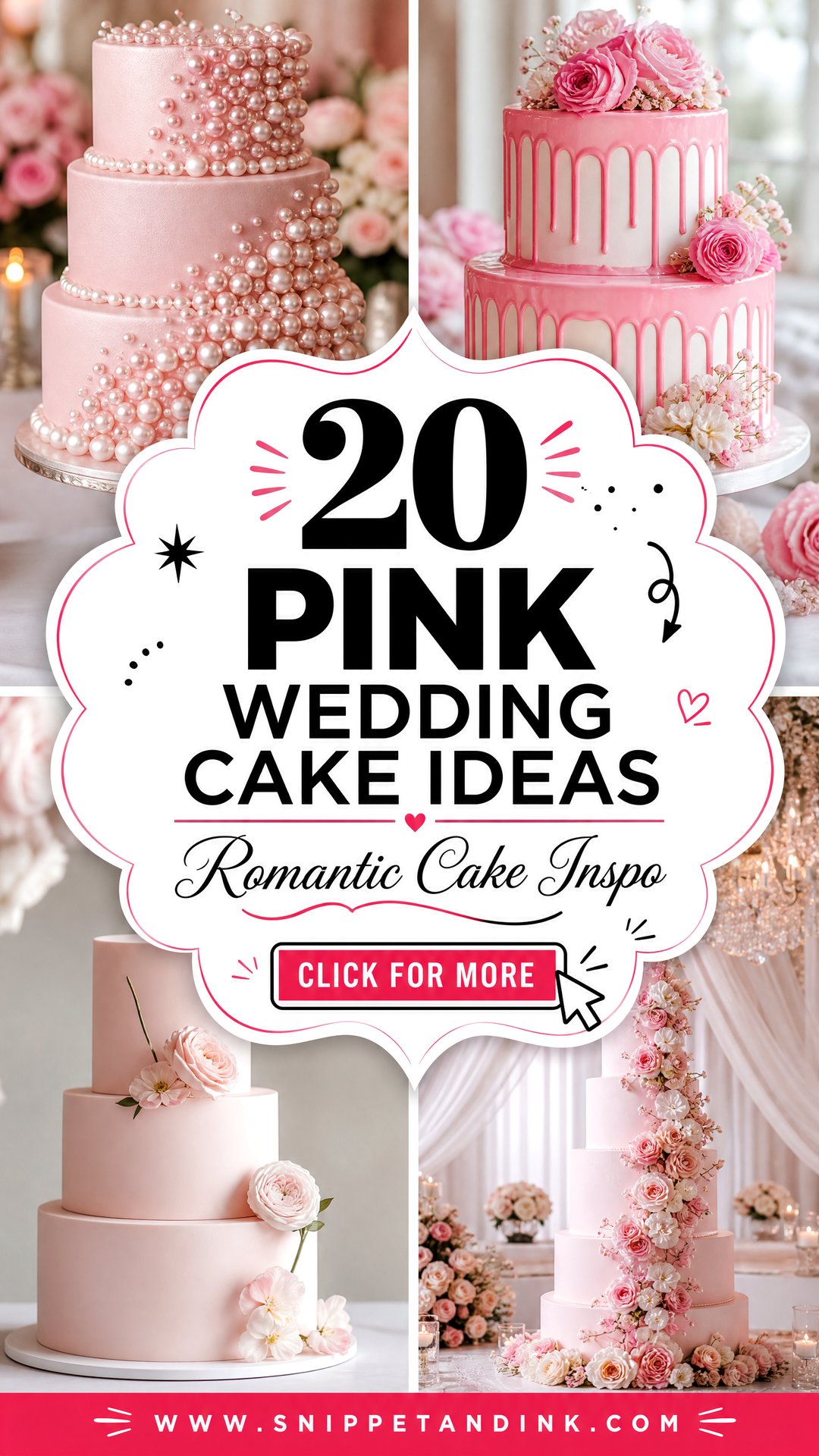 20 Pink Wedding Cake Ideas for Romantic Receptions - 20 Pink Wedding Cake Ideas for Romantic Receptions