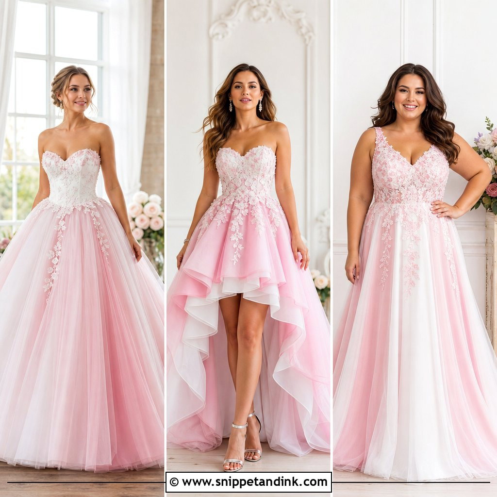 20 Pink White Wedding Dress Ideas for Soft Romantic Style