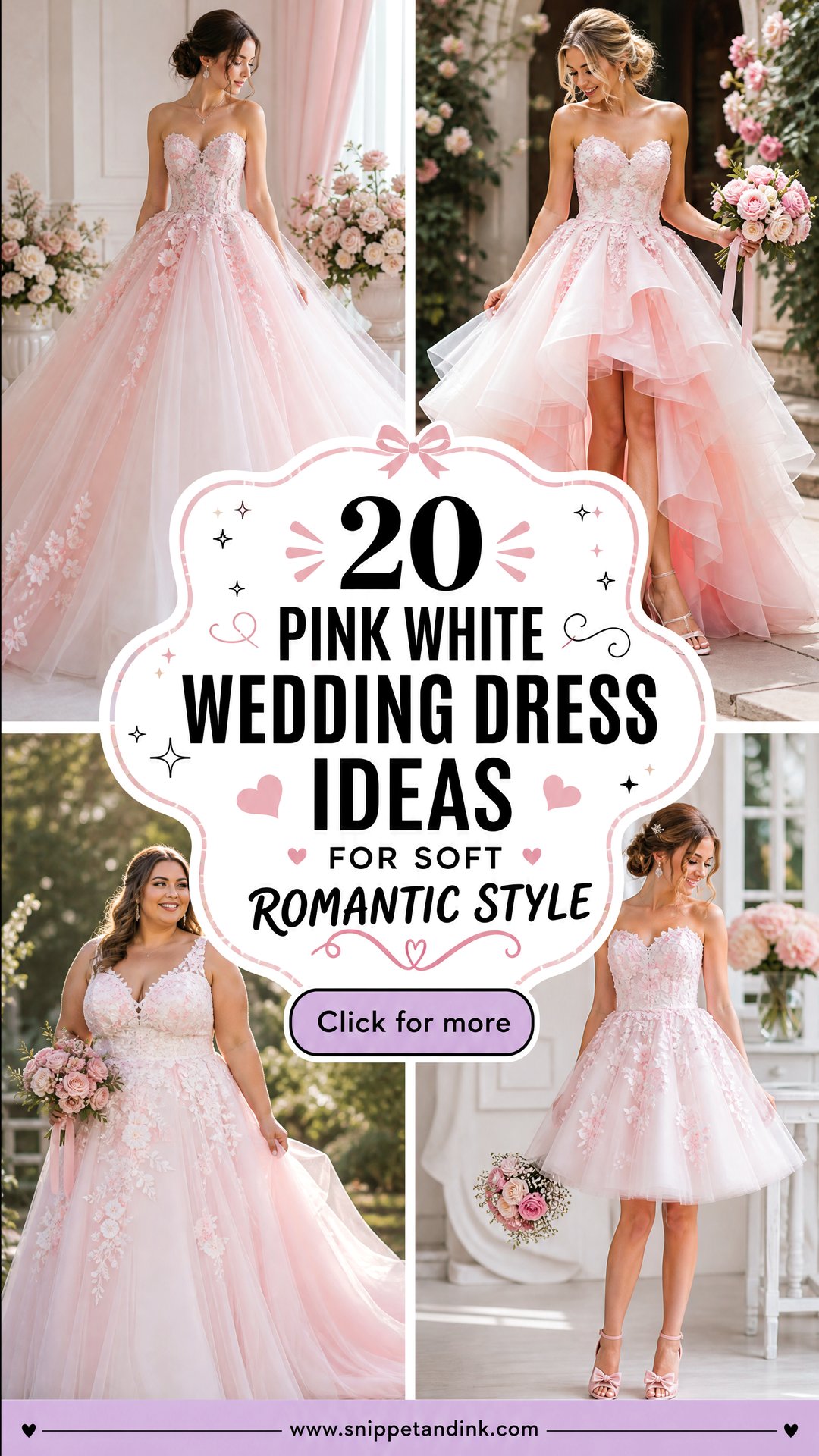 20 Pink White Wedding Dress Ideas for Soft Romantic Style - 20 Pink White Wedding Dress Ideas for Soft Romantic Style