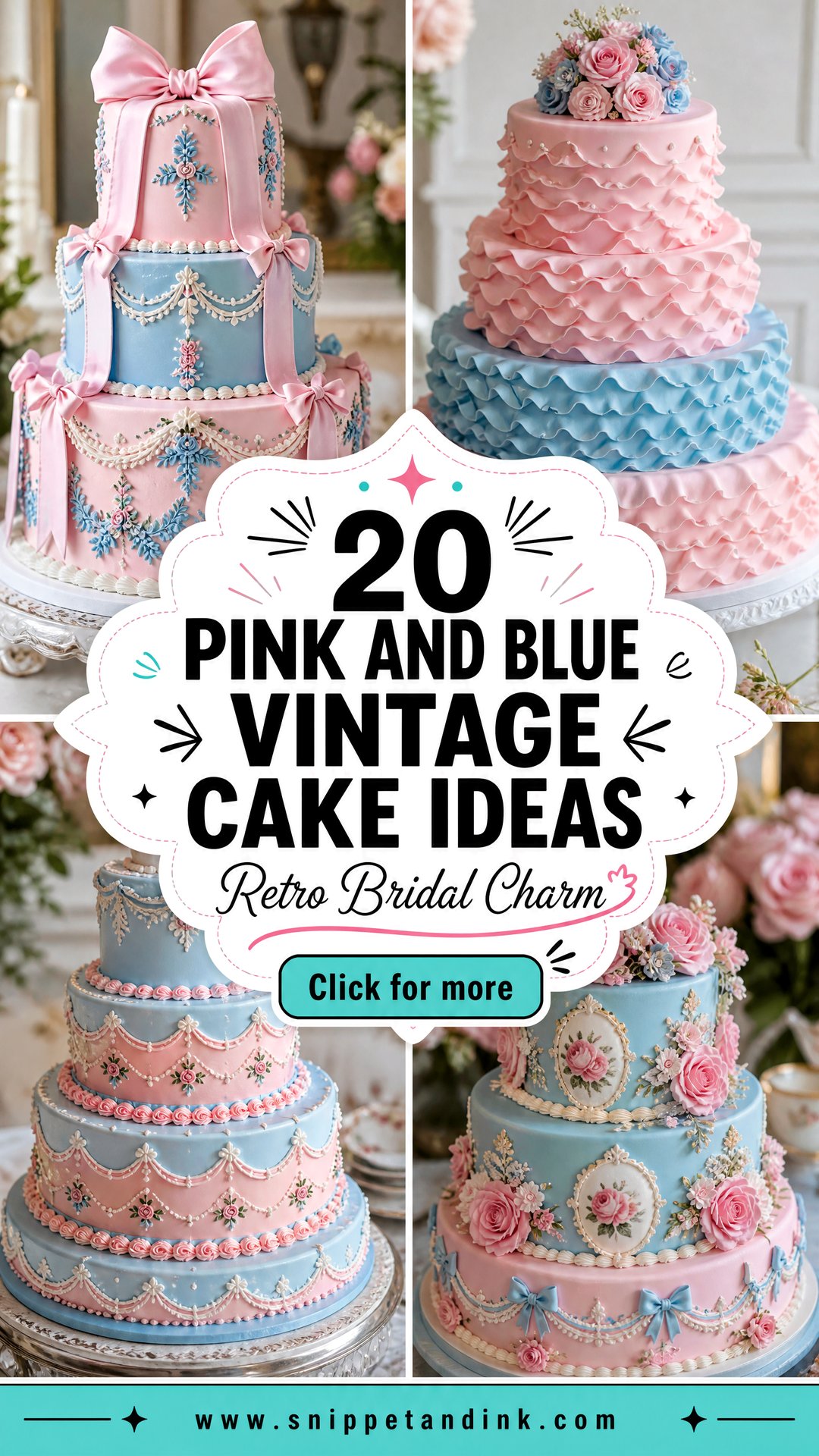 20 Pink and Blue Vintage Cake Ideas for Wedding Retro Inspo - 20 Pink and Blue Vintage Cake Ideas for Wedding: Retro Inspo