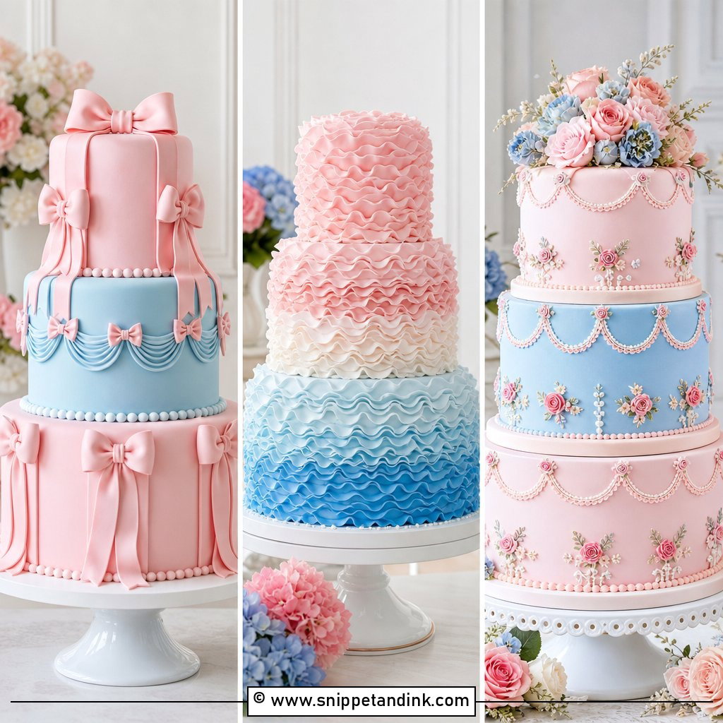 20 Pink and Blue Vintage Cake Ideas for Wedding Retro Inspo