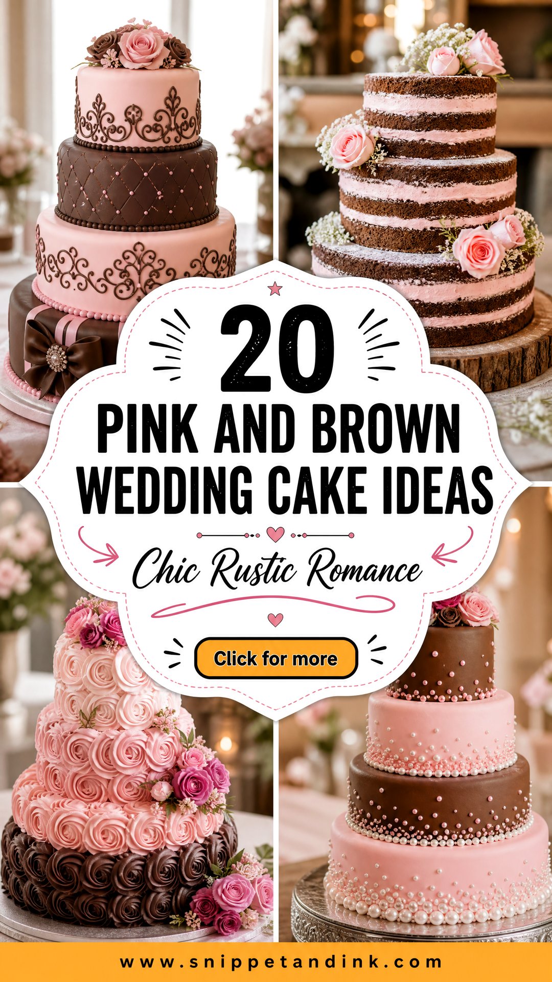 20 Pink and Brown Wedding Cake Ideas Chic Rustic Inspo - 20 Pink and Brown Wedding Cake Ideas: Chic Rustic Inspo