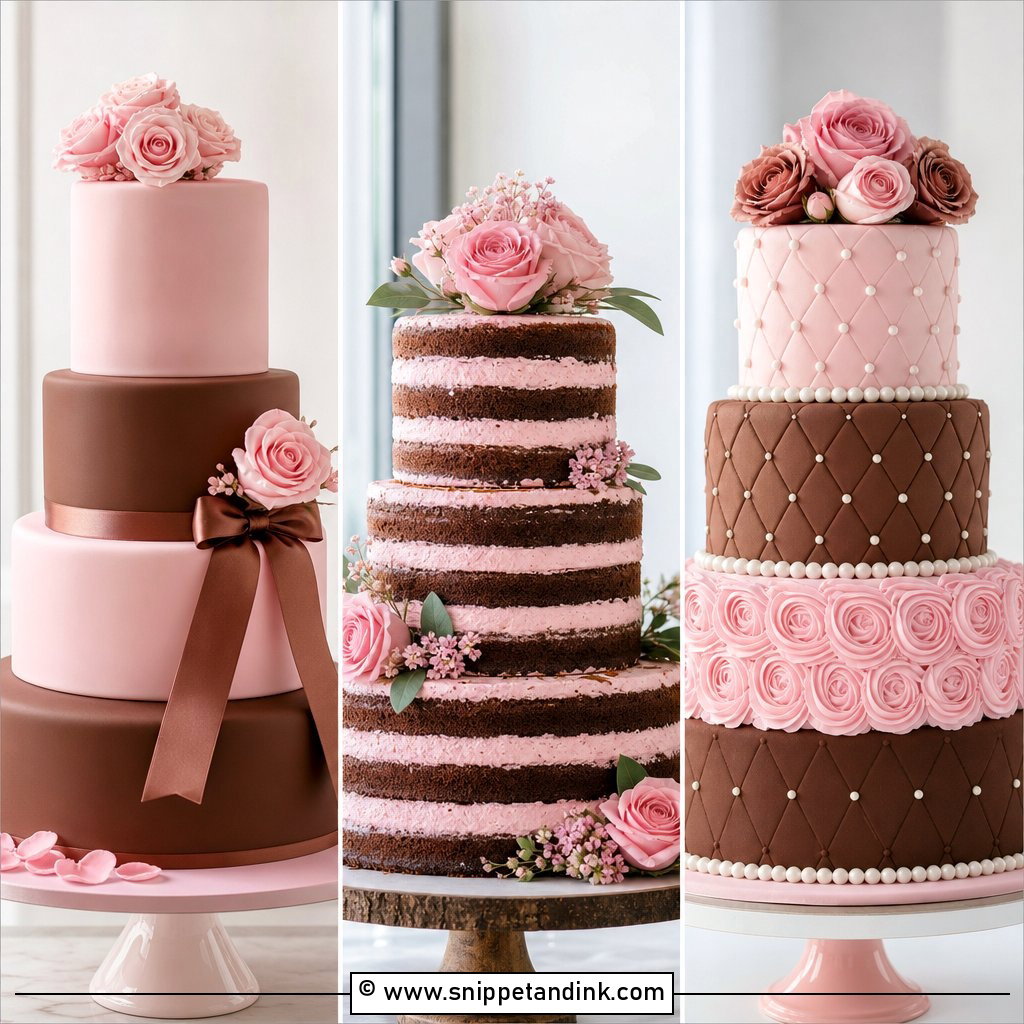 20 Pink and Brown Wedding Cake Ideas Chic Rustic Inspo