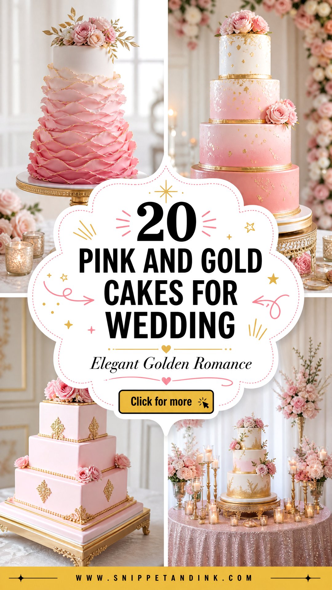 20 Pink and Gold Cakes for Wedding Elegant Luxe Designs - 20 Pink and Gold Cakes for Wedding: Elegant Luxe Designs