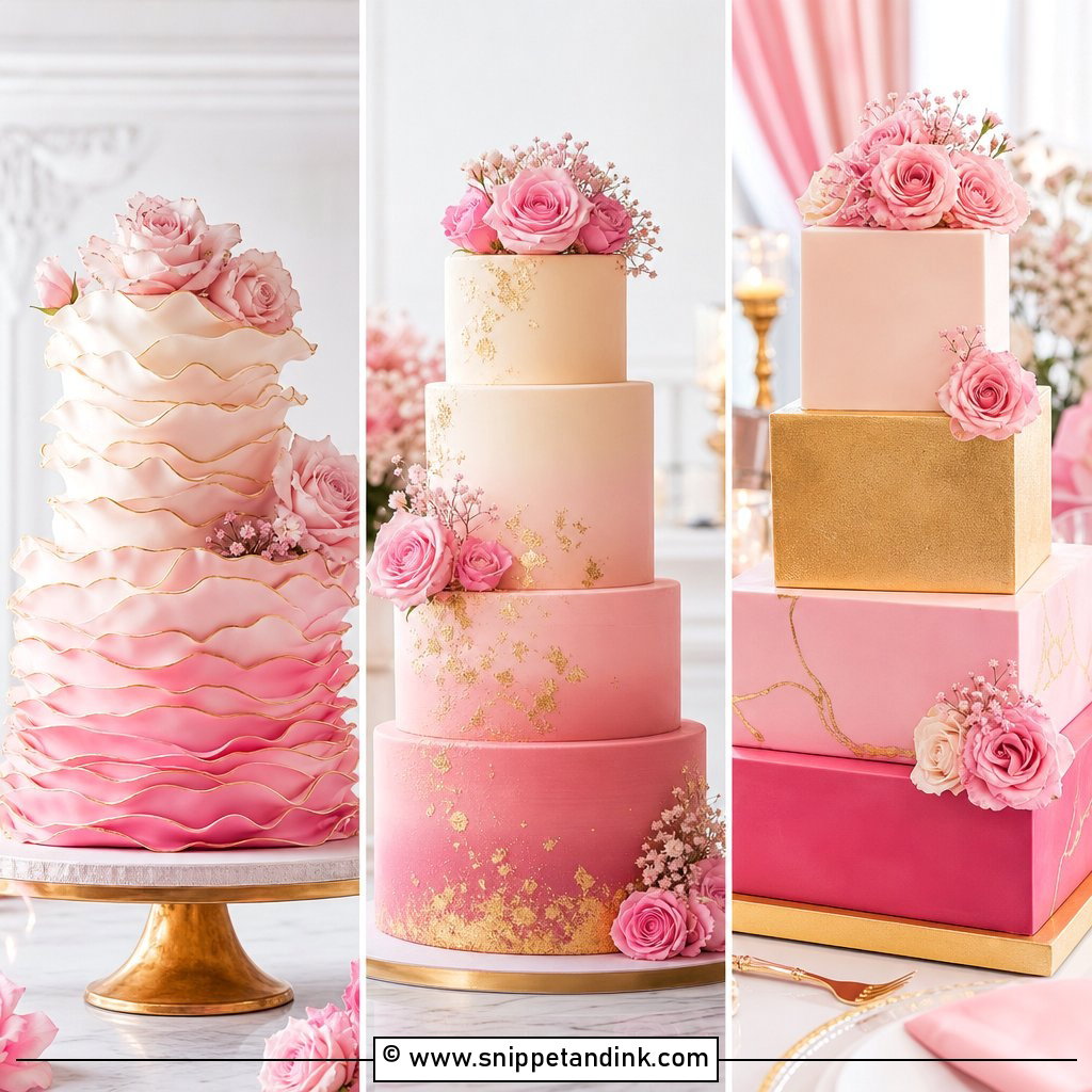 20 Pink and Gold Cakes for Wedding Elegant Luxe Designs