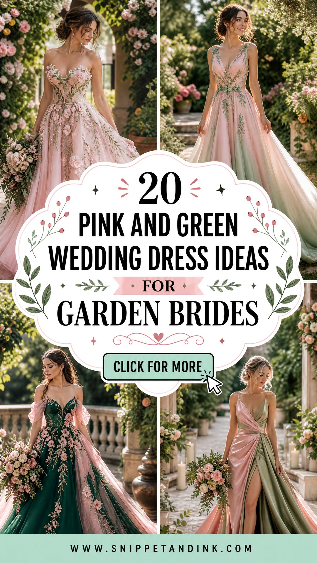 20 Pink and Green Wedding Dress Ideas for Garden Brides - 20 Pink and Green Wedding Dress Ideas for Garden Brides