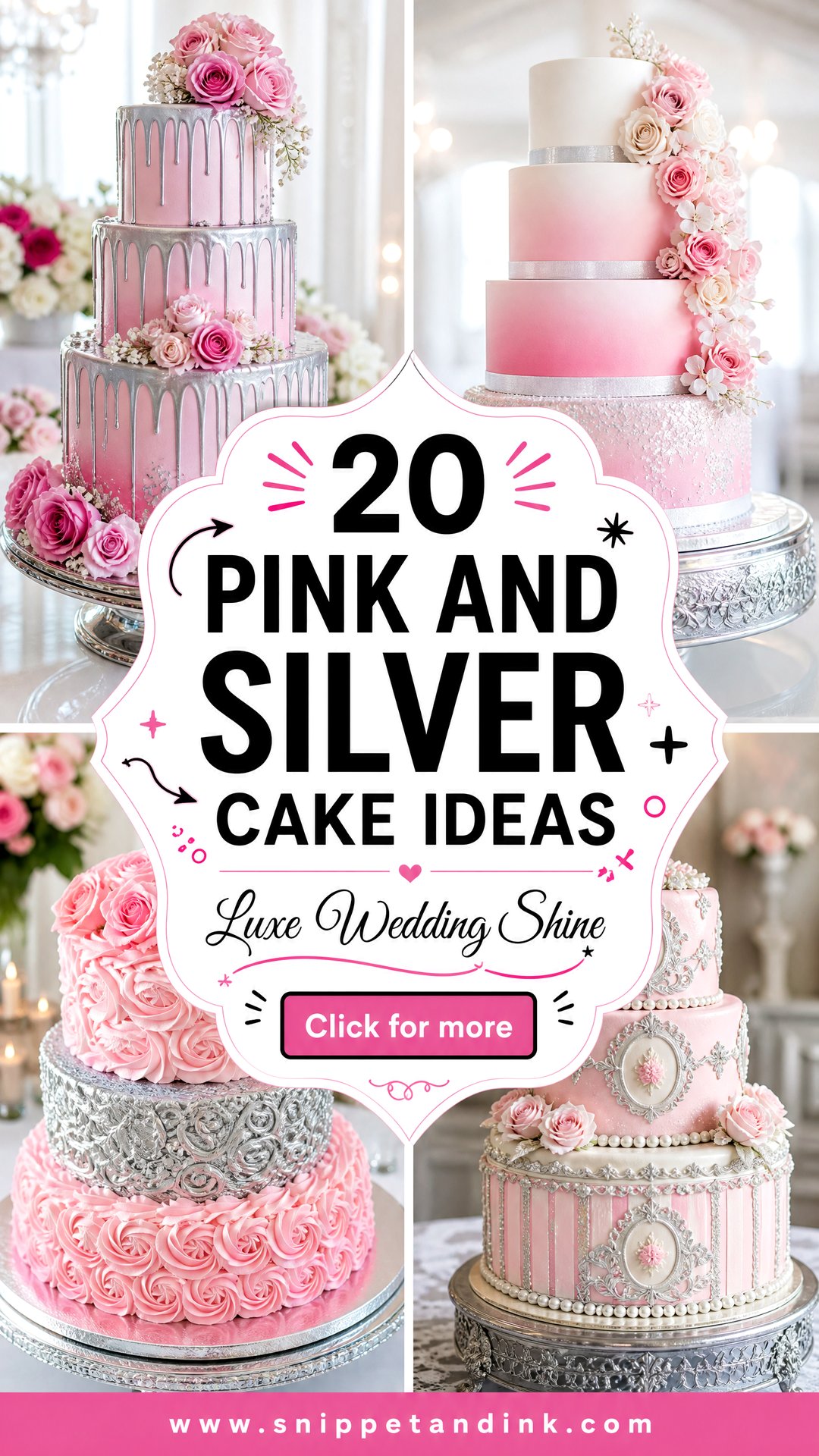 20 Pink and Silver Cake Ideas for Wedding Luxe Ideas - 20 Pink and Silver Cake Ideas for Wedding: Luxe Ideas