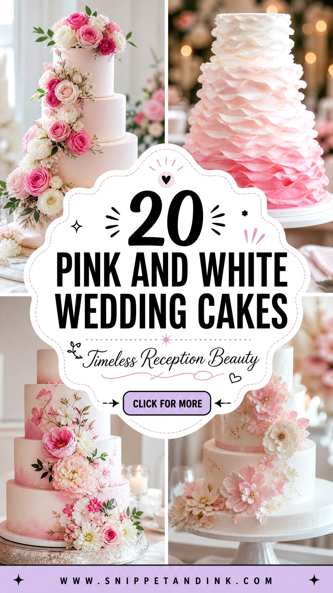 20 Pink and White Wedding Cakes Timeless Reception Inspo - 20 Pink and White Wedding Cakes: Timeless Reception Inspo