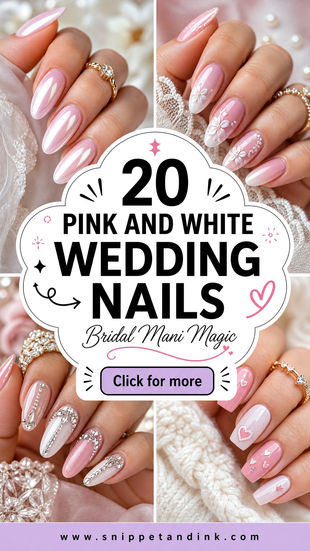 20 Pink and White Wedding Nails Elegant Bridal Manicures - 20 Pink and White Wedding Nails: Elegant Bridal Manicures
