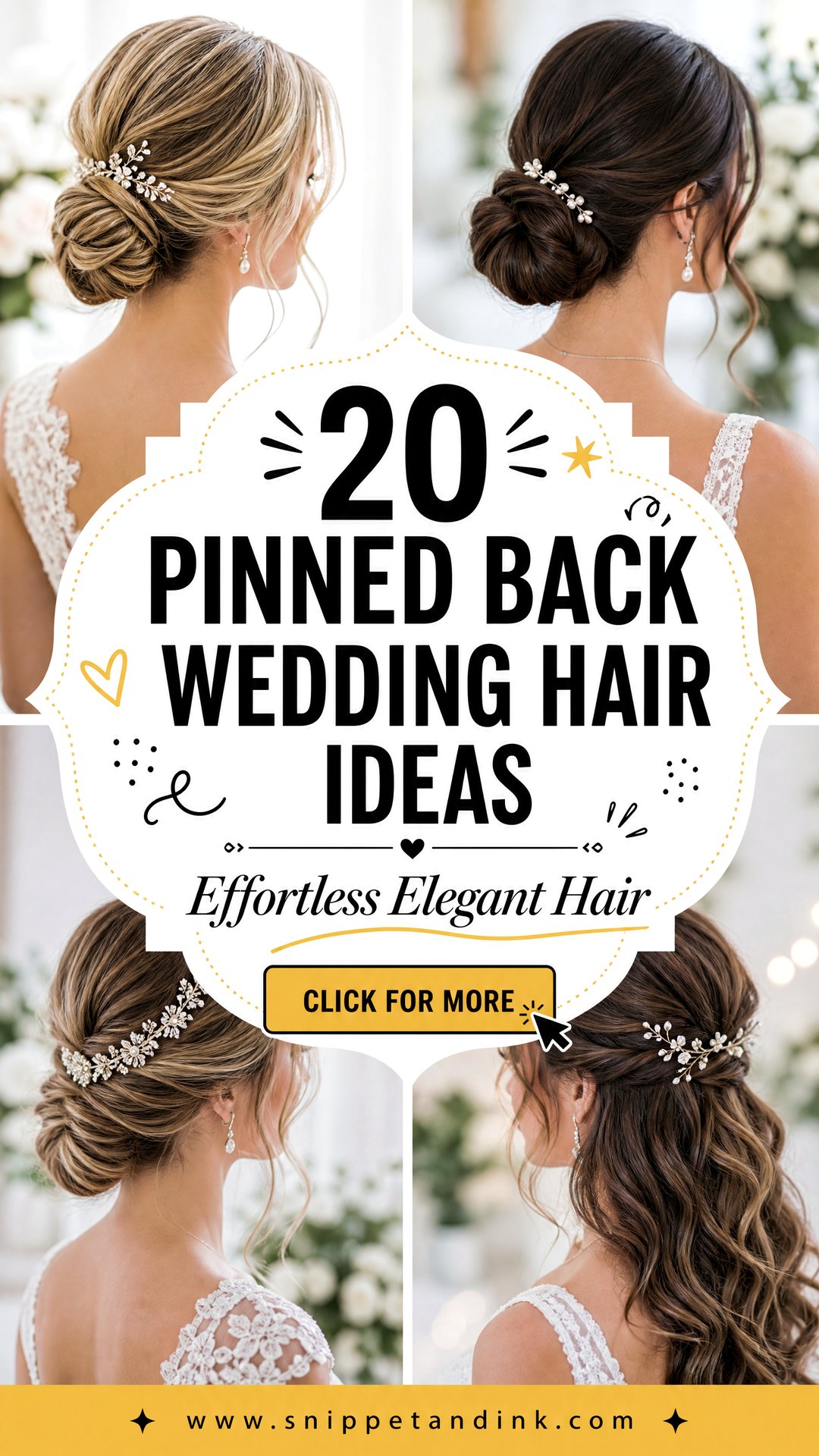 20 Pinned Back Wedding Hair Ideas for Effortless Elegance - 20 Pinned Back Wedding Hair Ideas for Effortless Elegance