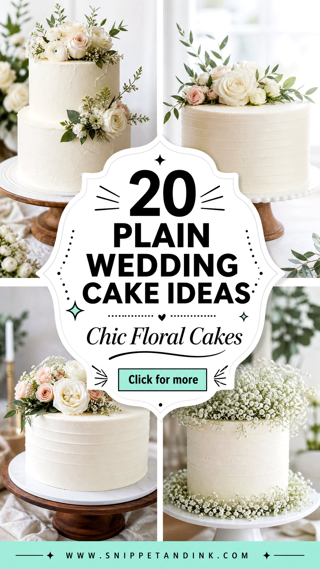 20 Plain Wedding Cake Ideas with Flowers for Chic Brides - 20 Plain Wedding Cake Ideas with Flowers for Chic Brides