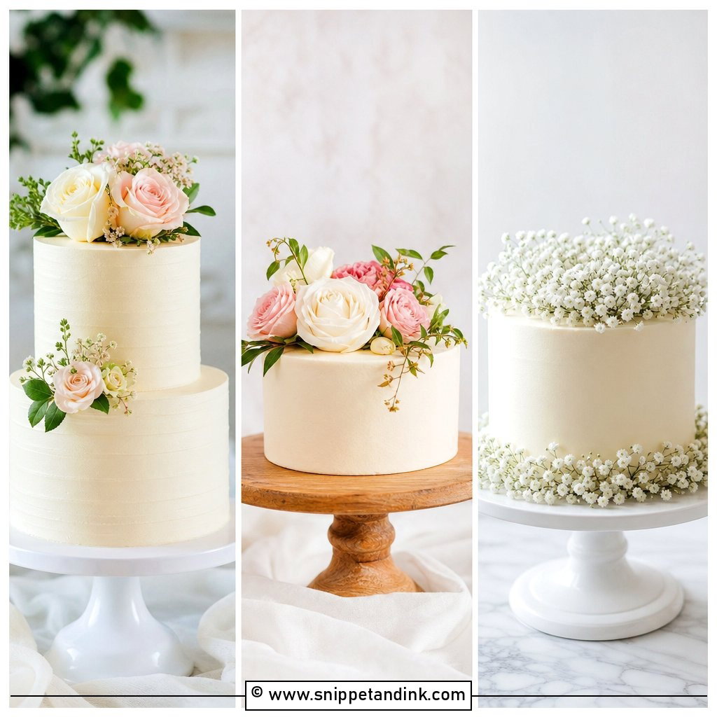 20 Plain Wedding Cake Ideas with Flowers for Chic Brides