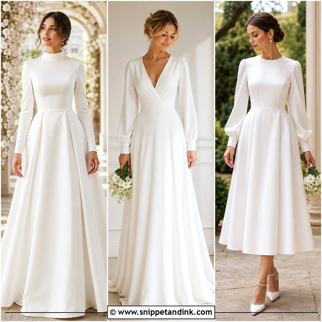 20 Plain Wedding Dress with Sleeves for Elegant Modern Brides