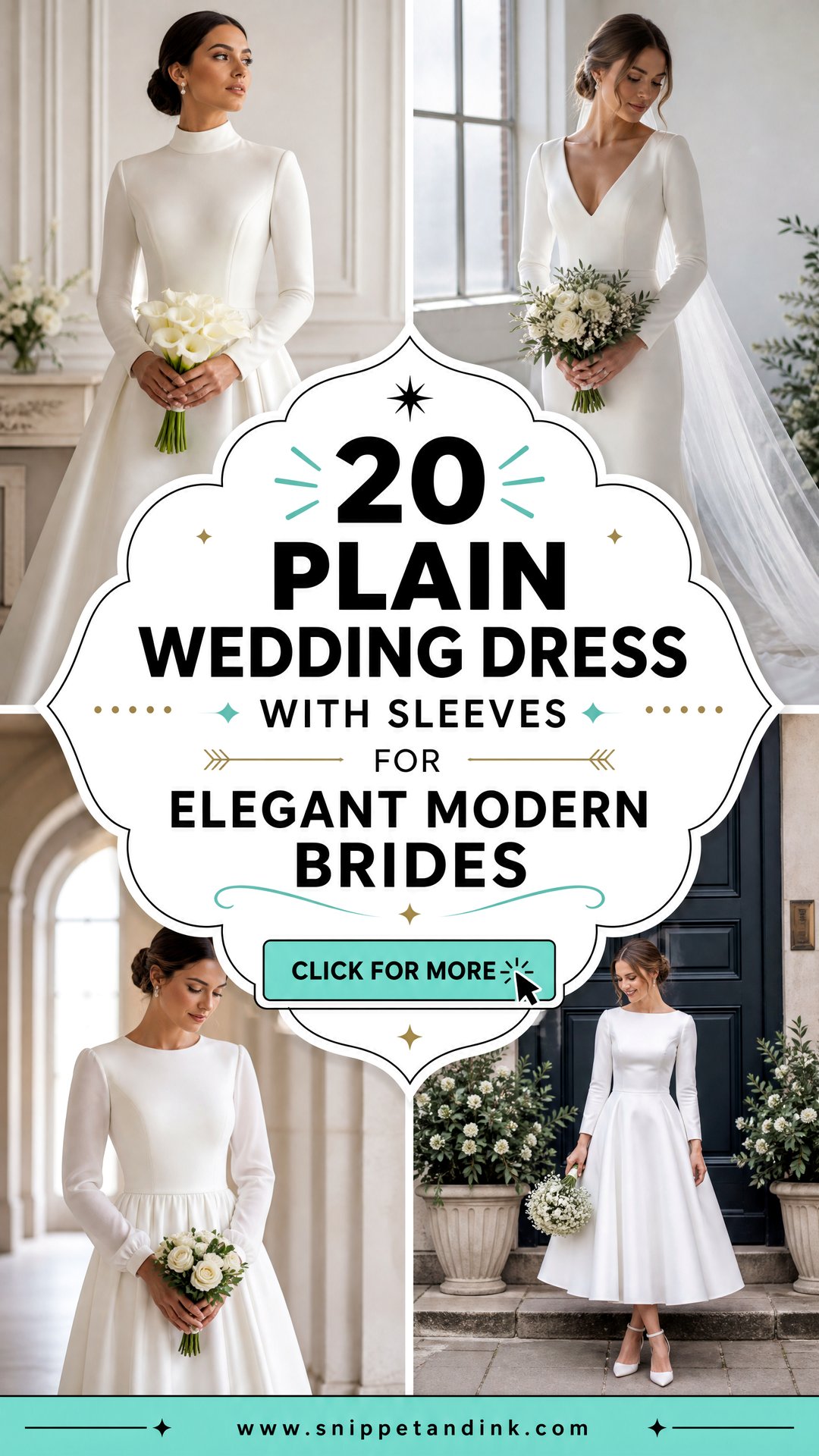 20 Plain Wedding Dress with Sleeves for Elegant Modern Brides - 20 Plain Wedding Dress with Sleeves for Elegant Modern Brides