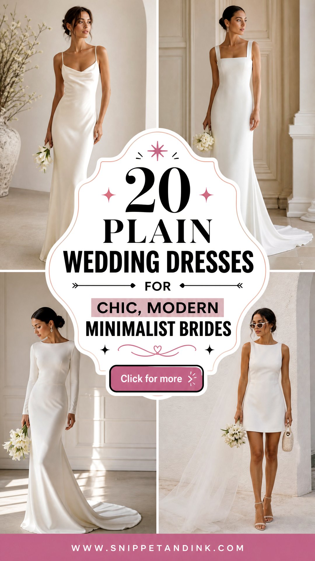 20 Plain Wedding Dresses for Chic Modern Minimalist Brides - 20 Plain Wedding Dresses for Chic, Modern Minimalist Brides