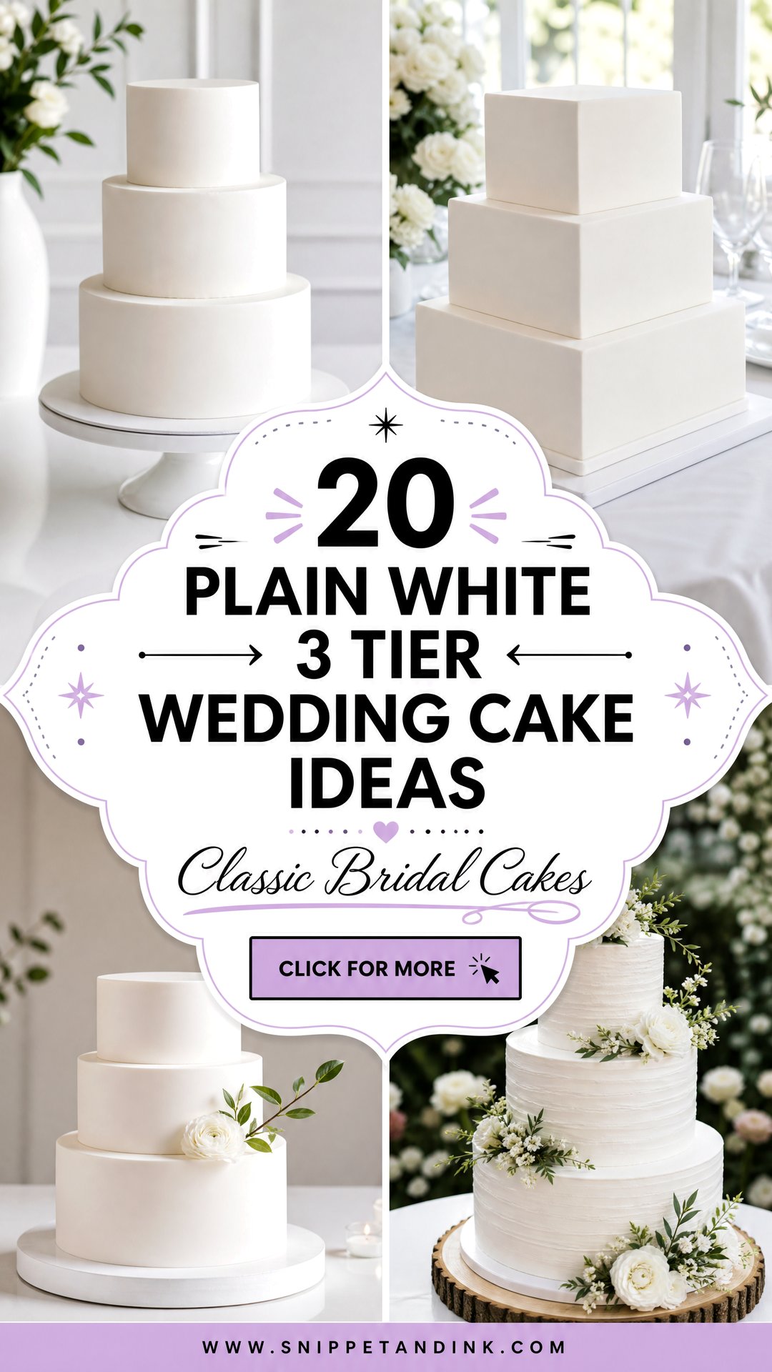 20 Plain White 3 Tier Wedding Cake Ideas for Classic Brides - 20 Plain White 3 Tier Wedding Cake Ideas for Classic Brides