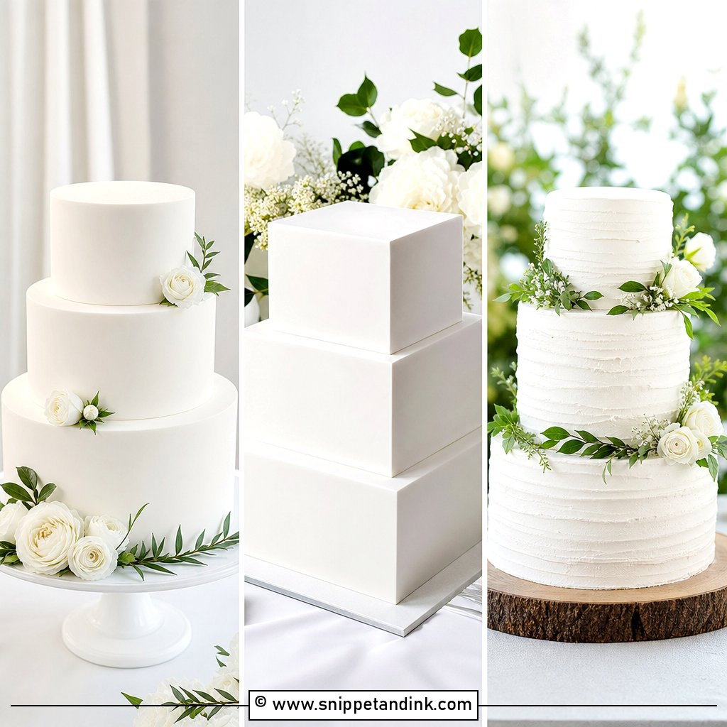 20 Plain White 3 Tier Wedding Cake Ideas for Classic Brides